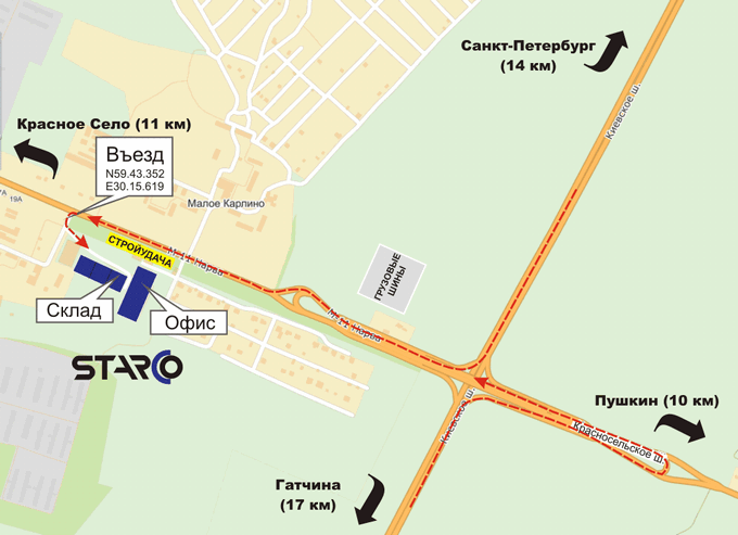 Карта проезда Стаоко Санкт-Петербург