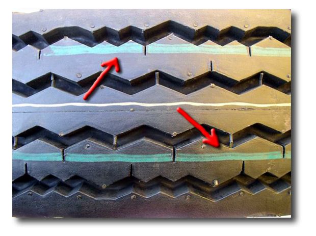 Цветные полосы на протекторе шины
