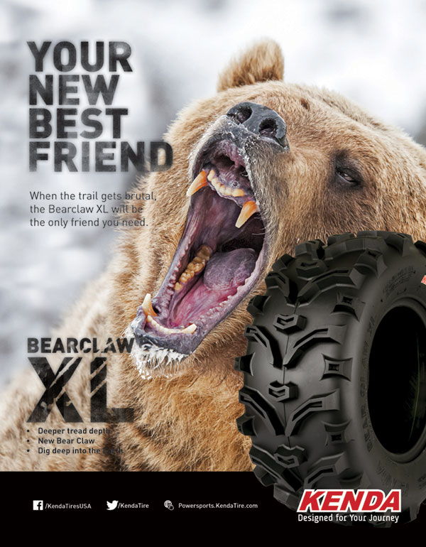 Представляем новую шину для квадроциклов - Kenda Bear Claw XL. Эта резина создана по образцу знаменитого «Когтя медведя», но теперь с большей глубиной протектора для лучшего сцепления!